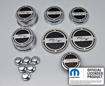 "R/T" Stainless Fluid & Strut Covers 05-23 LX Cars, Challenger